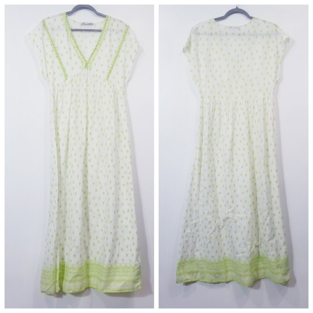 Zara Embroidered Maxi Dress V-Neckline - Picture 2 of 15